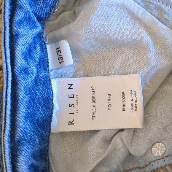 Risen Jeans asymmetrical button fly ankle crop raw edge jeans! - Picture 4 of 6